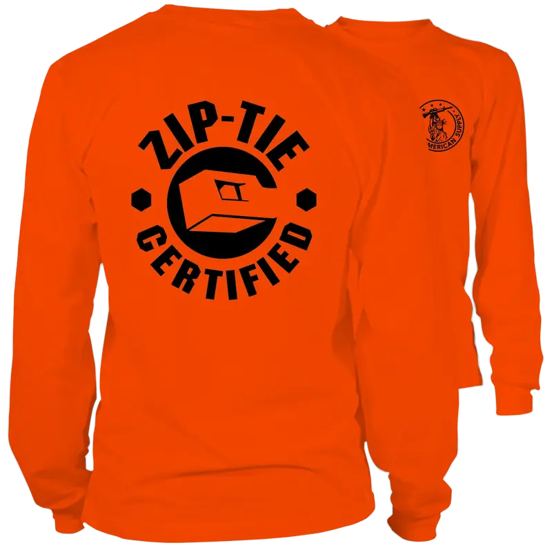Zip Tie- Long Sleeve Safety Orange Hi-Vis T-Shirt