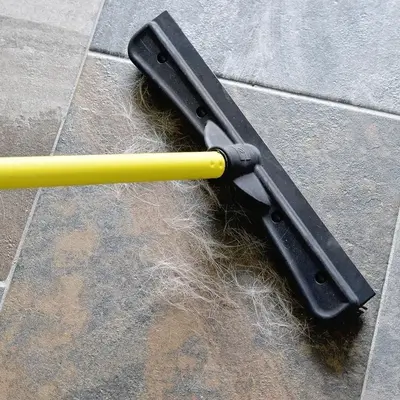 Original Indoor Pet Hair Rubber Broom with Carpet Rake and Squeegee for Pet hair removal from carpets Cat Spray Retractable ...