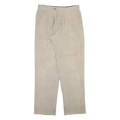 Mens Corduroy Trousers Beige Relaxed Straight W32 L32