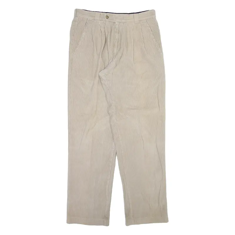 Mens Corduroy Trousers Beige Relaxed Straight W32 L32
