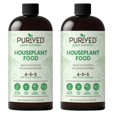 2 PACK Purived Houseplant Fertilizer | 16oz Concentrate Makes 50 Gallons | All-Purpose Plant Food for Houseplants | Easy to U...