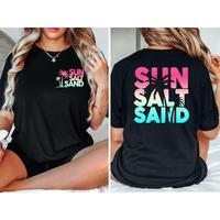 Sun Sand Salt Beach Shirt, Retro Comfort Colors Shirt, Trendy Beach Shirts for Women, Summer Vacation Shirts, Womens Oversize...