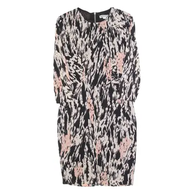 WHISTLES Womens Pencil Dress Black Silk Crazy Pattern Knee Length UK 4