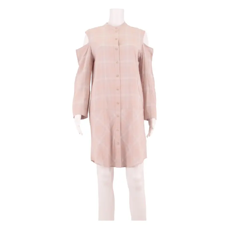ALL SAINTS Womens Shift Dress Pink Check Long Sleeve Knee Length M