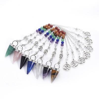 Chakra Jewelry Natural Mixed Stone Cone Dowsing Pendulums