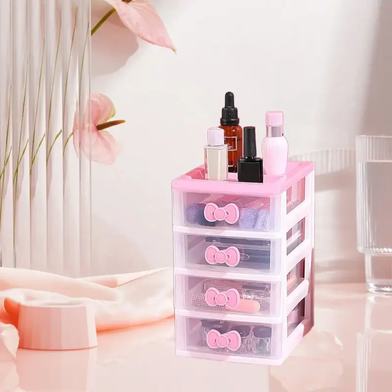 4 Layer Drawer Storage Organizer 6.89*5.31*8.86 inch Small Plastic Drawer Desk Organizer Drawer for Bathroom, Dorm, Desk, Off...
