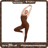 POPILUSH Built-In Shapewear Jumpsuit Thigh Slimming Workout Pants Long Sleeveless Activewear for Tummy Control & Buttocks Enh...