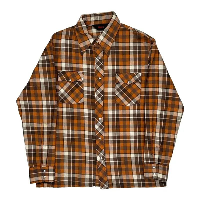 Adam Checked Shirt - Large Brown Cotton