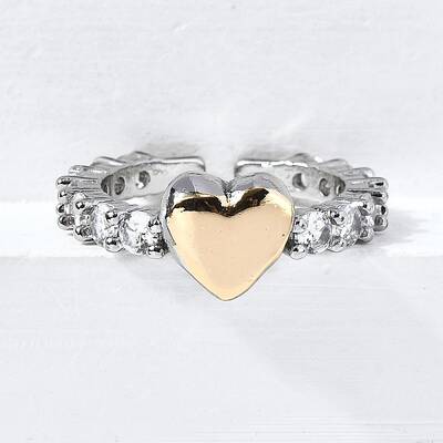 Brass Micro Pave Cubic Zirconia Cuff Rings