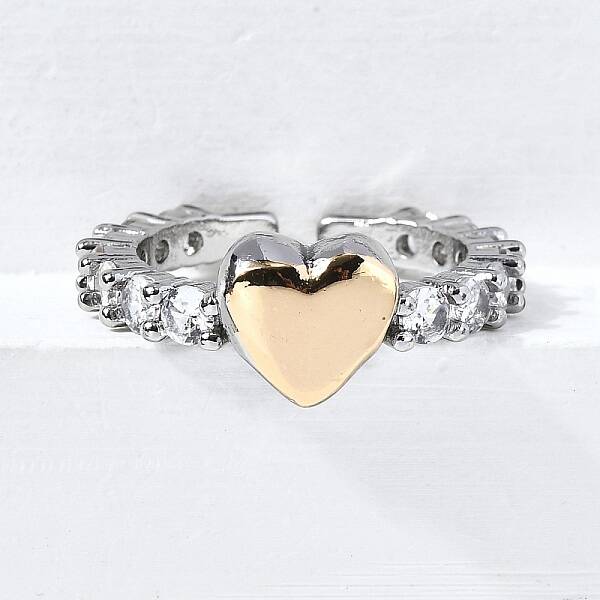 Brass Micro Pave Cubic Zirconia Cuff Rings