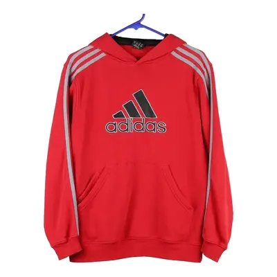 Age 14-15 Adidas Spellout Hoodie - Large Red Cotton Blend | Size: large