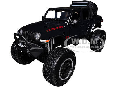 2021 Jeep Gladiator Rubicon Off-Road Pickup Truck Black with Matt Black Top Off Road Series 1/24-1/27 Diecast Model Car by ...