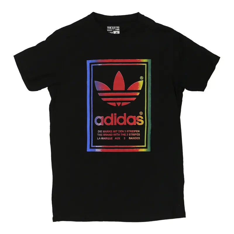 Adidas Graphic T-Shirt - Medium Black Cotton
