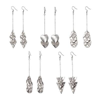 Tarnish Resistant 201 Stainless Steel Geometry Long Dangle Earrings with 304 Stainless Steel Pins