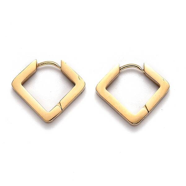 304 Stainless Steel Rhombus Huggie Hoop Earrings