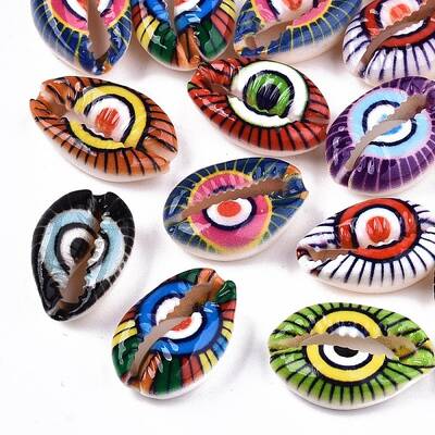 Printed Natural Cowrie Shell Beads