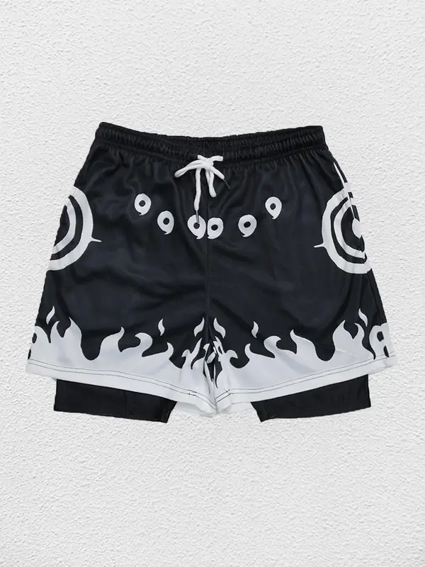 Men's Regular Fit 2 in 1 Cloud Print Drawstring Waist Athletic Sports Shorts, Gym Graphic Shorts, Casual Breathable Shorts fo...