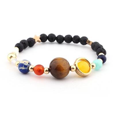 Natural Tiger Eye & Red Agate & Topaz Jade & Lava Rock Stretch Bracelets