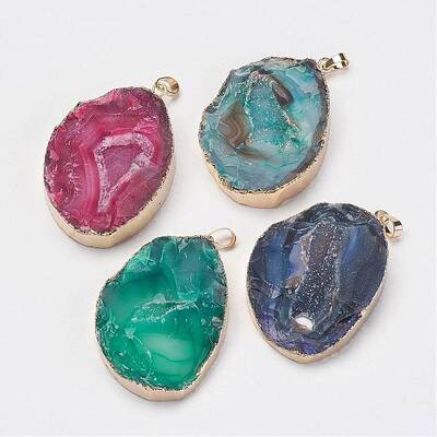 Natural & Dyed Druzy Agate Pendants