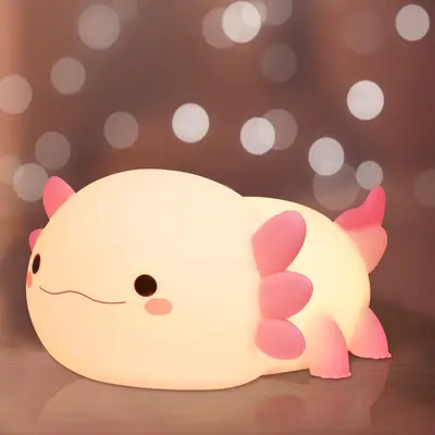 Cute Axolotl Design Night Light, USB Rechargeable Silicone Night Light with 20 Minutes Timer, Novelty Lighting for Bedroom, L...