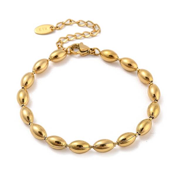 201 Stainless Steel Rugby Beaded Chain Bracelets