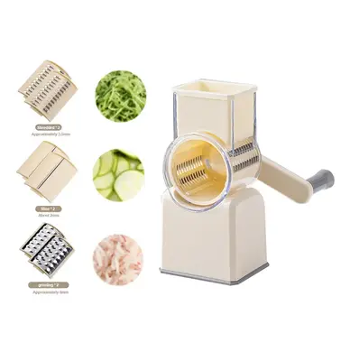 AORAN Rotary Cheese Grater with Handle, 8 Well-Designed Blades, Strong Suction Cup Base, Kitchen Springtok Utensils Springtok