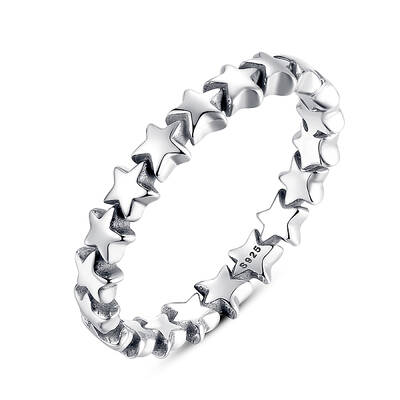 Anti-Tarnish Star Rhodium Plated 925 Sterling Silver Finger Rings