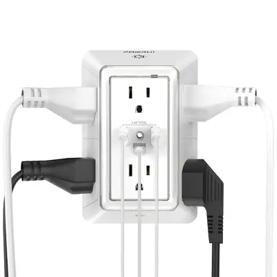 Multi Plug Outlet Surge Protector - POWRUI 6 Outlet Extender with 3 USB Ports (1 USB C) and Night Light, 3-Sided Power Strip ...