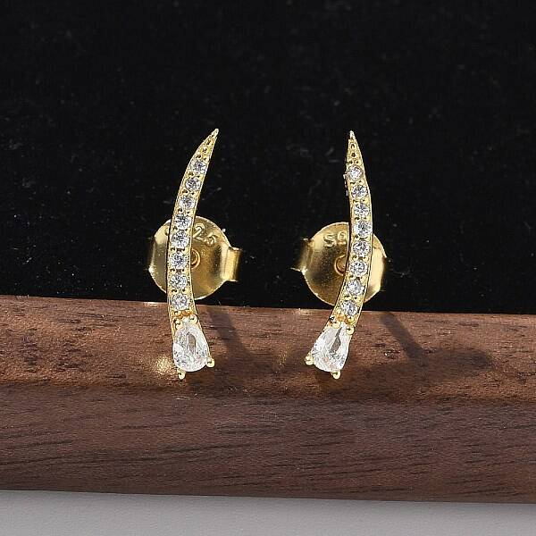 925 Sterling Silver Clear Cubic Zirconia Stud Earrings