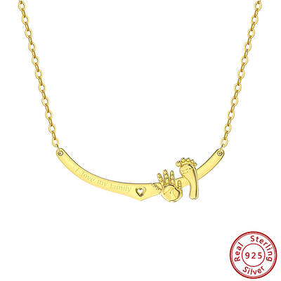 Jewelry 925 Sterling Silver Baby Feet Hand Pendant Necklaces