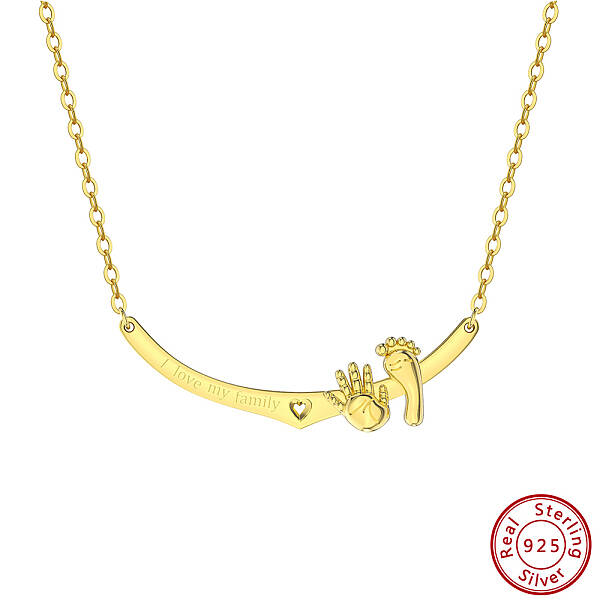 Jewelry 925 Sterling Silver Baby Feet Hand Pendant Necklaces