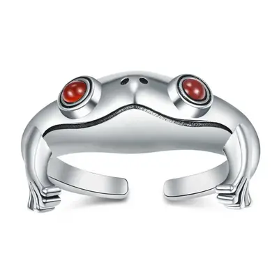 Sterling Silver Zircon Frog Open Ring