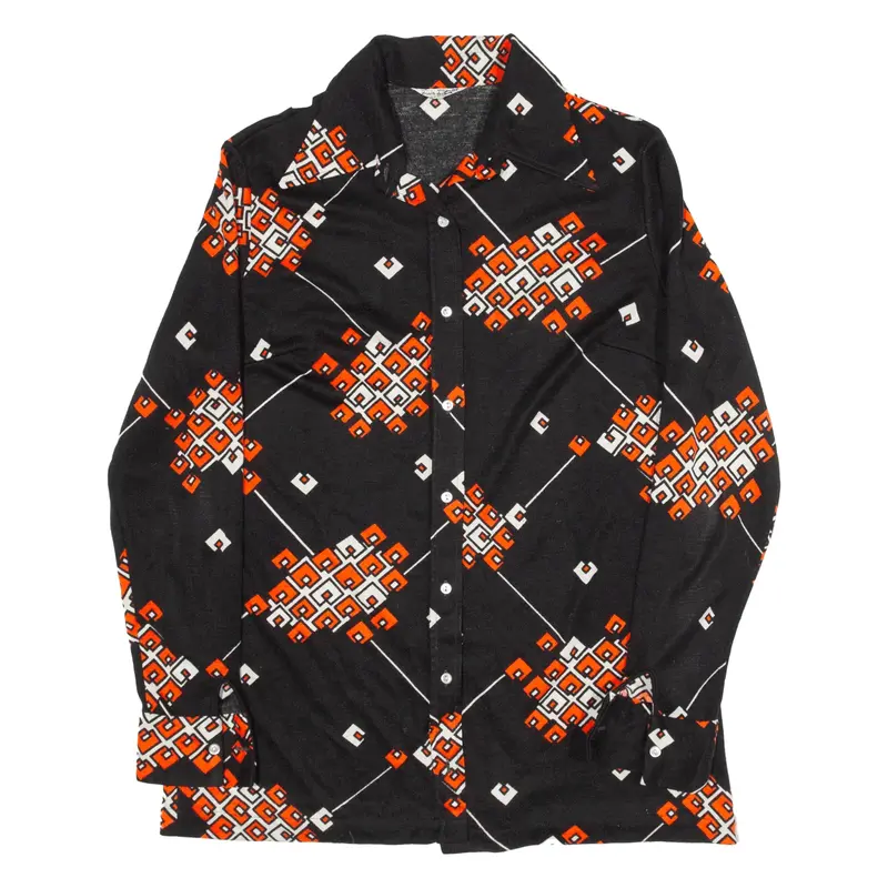FANIA FASHION Shirt Black Geometric Long Sleeve Womens L