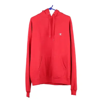 Champion Hoodie - Large Red Cotton Blend