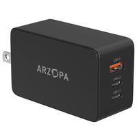 ARZOPA 65W 3-in-1 Multi USB Charger Block GaN with USB A,USB C Fast Charging Foldable Plug for iPhone iPad Samsung Galaxy Lap...