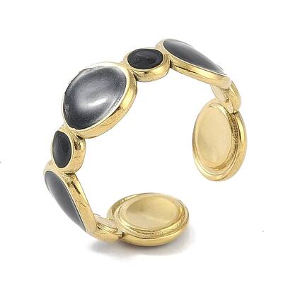 Ion Plating(IP) 304 Stainless Steel Enamel Cuff Finger Rings
