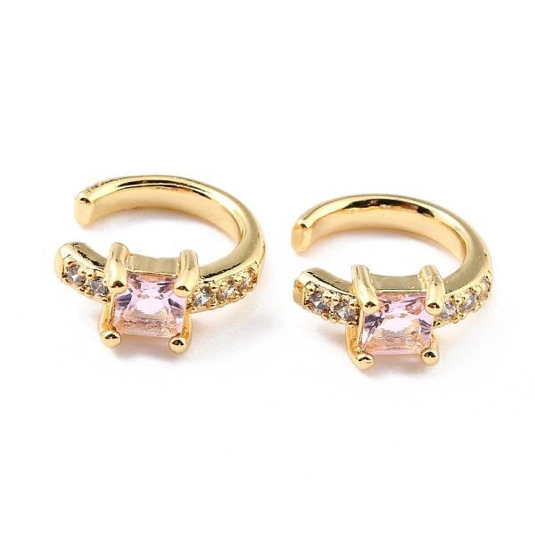 Brass Micro Pave Cubic Zirconia Cuff Earrings