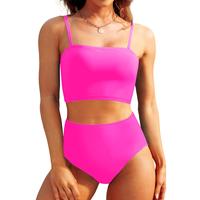 Tempt Me Women Bandeau Bikini Set Strapless Swimsuits High Waisted Two Piece Swimsuit Longline Bathing Suits with Full Covera...