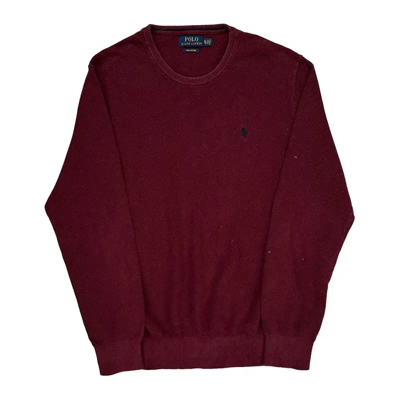 Pima Cotton Polo Ralph Lauren Jumper - XL Burgundy Cotton