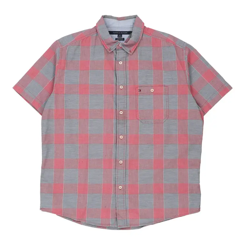 Tommy Hilfiger Checked Short Sleeve Shirt - Large Red Cotton