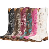 IUV Cowboy Boots For Women Mid Calf Western Boots Cowgirl Pull-On Tabs Pointy Toe Boot&wide calved boots elegant boot