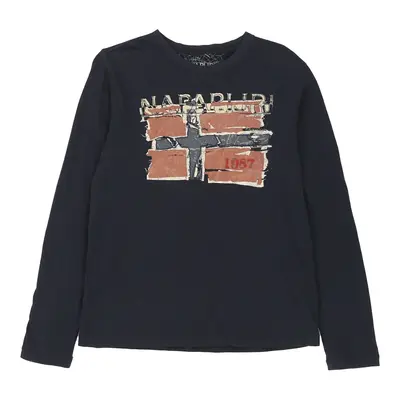 Napapijri Spellout Long Sleeve T-Shirt - Medium Navy Cotton