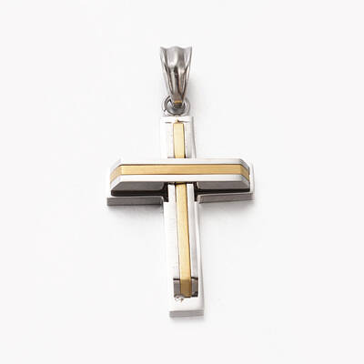 New Men's Bi-Color 201 Stainless Steel Cross Pendants