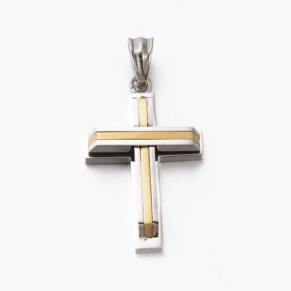 New Men's Bi-Color 201 Stainless Steel Cross Pendants