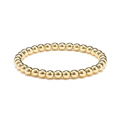 Synthetic Hematite Round Beaded Stretch Bracelet
