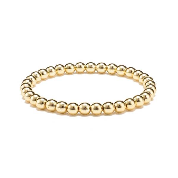 Synthetic Hematite Round Beaded Stretch Bracelet
