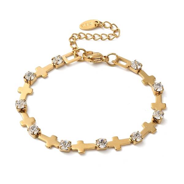 304 Stainless Steel Pave Clear Cubic Zirconia Link Bracelets