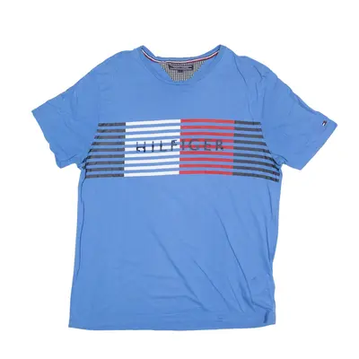 TOMMY HILFIGER T-Shirt Blue Short Sleeve Mens L