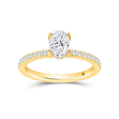 Kyoto Hidden Halo Oval Lab Grown Diamond Engagement Ring | 10K Yellow Gold 3 3/4 CT. TW.