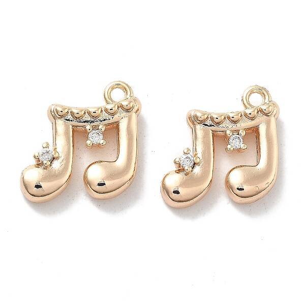 Brass Micro Pave Clear Cubic Zirconia Charms